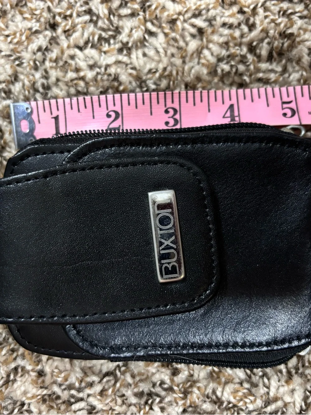 Buxton Black Zip-Around Mini Crossbody Wallet Coin Purse w Detachable Strap